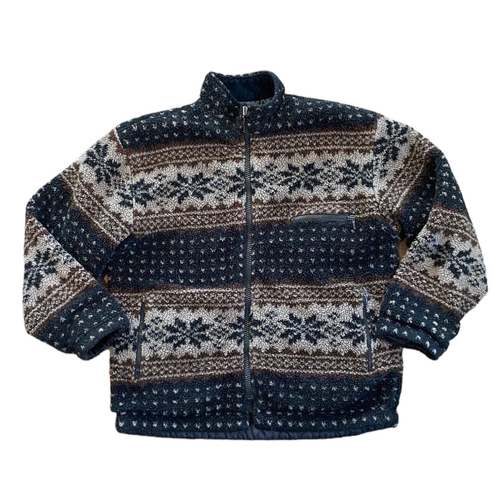 Vintage 90s Banana Republic Cabin Wear Full Zip Sherpa Jacket Nordic—Men’s M
